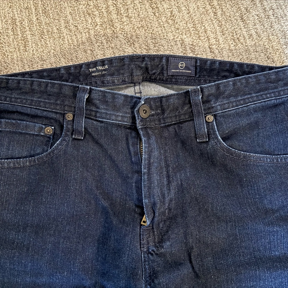 AG Adriano Goldschmied Dark Indigo Slim Straight Jeans